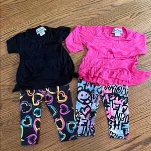 Colorful Heart and Letter Print Leggings Set